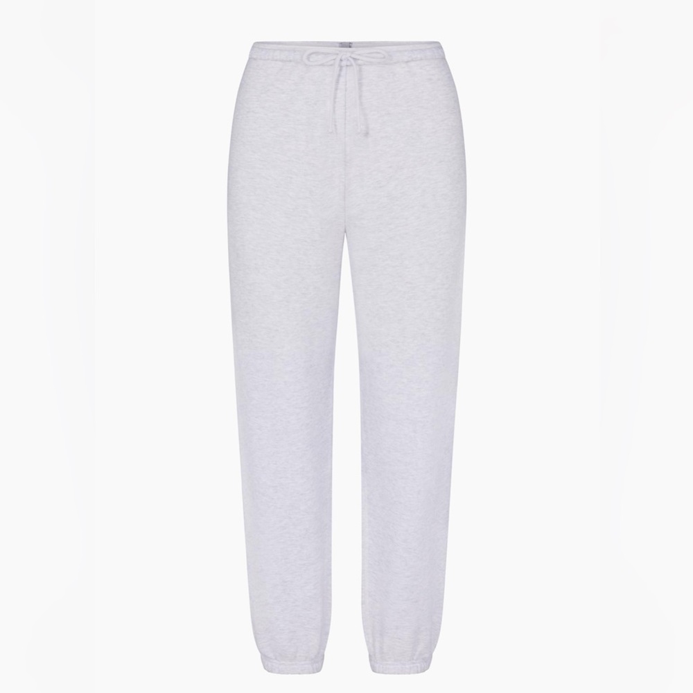 SKIMS COTTON FLEECE JOGGERS SWEATPANTS LIGHT HEATHER GREY S